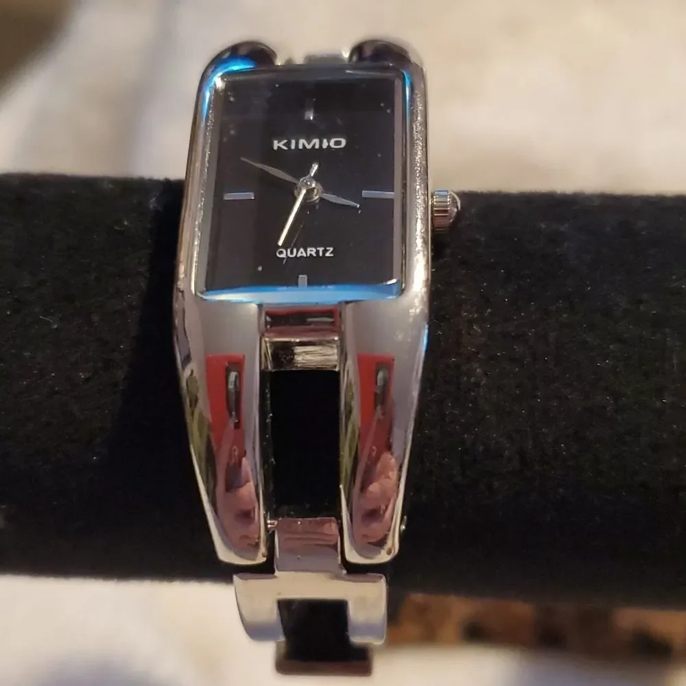 Silver‎ Kimio Quartz Cuff Bangle Bracelet Watch